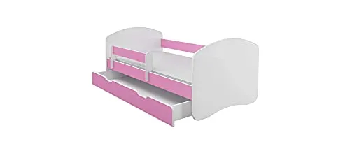 BDW Kinderbett Jugendbett mit Einer Schublade und Matratze || BESTPREIS ||, Rosa, 160x80