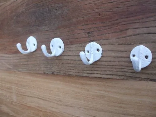 4-er Set, 4 Stück Wandhaken, Wandgarderobe, Gusseisen, weiss, shabby, Landhaus