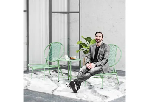 Outsunny 3-teiliges Bistro-Set aus Stahl - Wetterfestes Gartenmöbel Set mit ergonomischen Muschelförmigen Stühlen und stabilen Tisch. Ideal für entspannende Momente auf Balkon oder im Garten.