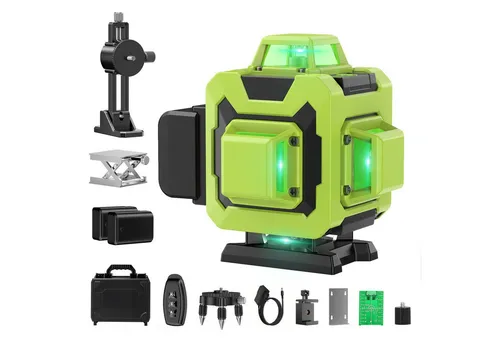 AeroAxis Kreuzlinienlaser Nivellierlaser 4×360° 16Linien, Selbstnivellierend, 4800mAh Akku, IP54, Profi-Baustellenlaser für Fliesen, Deckenmontage & Innenausbau