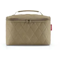 reisenthel Cosmetic Case Rhombus Olive - quadratischer Kulturbeutel - Reisetasche und Gepäckorganisator in stilvollem Design, mit geräumigem Hauptfach und mehreren Taschen für optimale Übersicht auf Reisen.