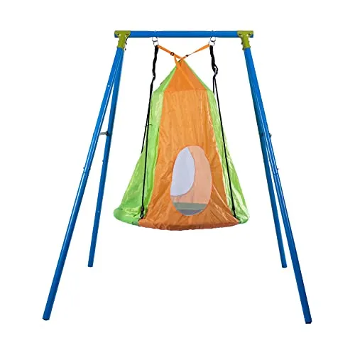 Sandora 40185 Schaukelgestell mit Nestschaukel und Überwurfzelt