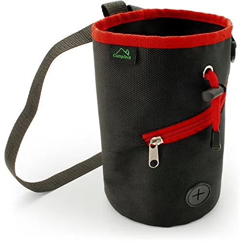 CampTeck Magnesiabeutel Chalkbag mit Kordelzug Kreide Beutel für Felsklettern, Bouldern, Turnen, Gymnastik, Gewichtheben & vieles mehr – Schwarz
