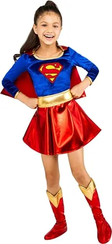 Rubie's Offizielles Supergirl Kinderkostüm für Mädchen - Kostüme für Kinder: Bequemes Supergirl-Outfit mit Umhang und Gürtel, perfekt für Halloween und Verkleidungspartys.