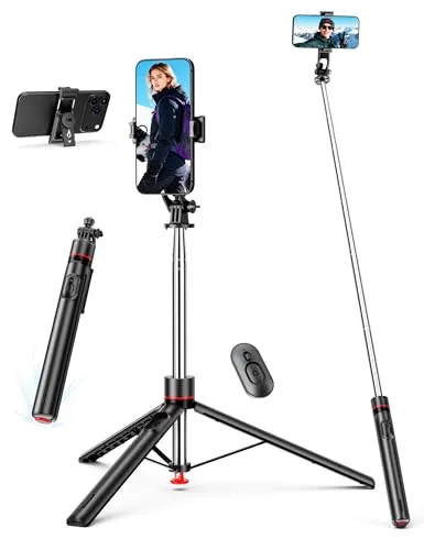 178CM Handy Stativ, Auto-Open Selfie Stick Tripod Stand mit Magnetischer Fernbedienung, Ausziehbarer Stativ für Smartphone Reisestative mit 1/4 Zoll Schraube Kompatibe iPhone/Samsung/Android/Kamera