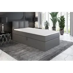 Boxspringbett NASI 90x200 (Rechts) mit Bettkästen in Grau