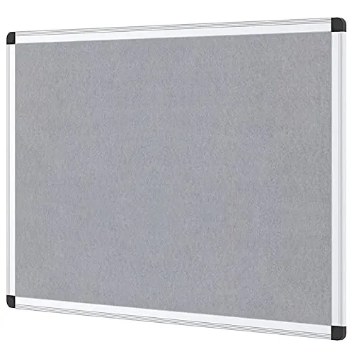 VIZ-PRO Pinnwand - Textil/Filz (grau) - mit Alurahmen - 90 x 60 cm