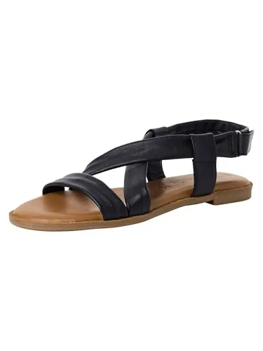 TAMARIS Riemchensandale für Damen, Gr. 36, navy - Wanderschuhe: Klassische Riemchensandale aus Leder mit gepolsterter Innensohle und praktischem Klettverschluss für optimalen Tragekomfort.