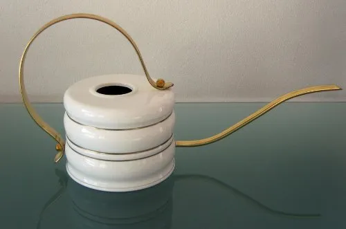 Gießkanne Made IN Germany, 1,2 L, aus Messing, weiß lackiert, hochwertige Qualität