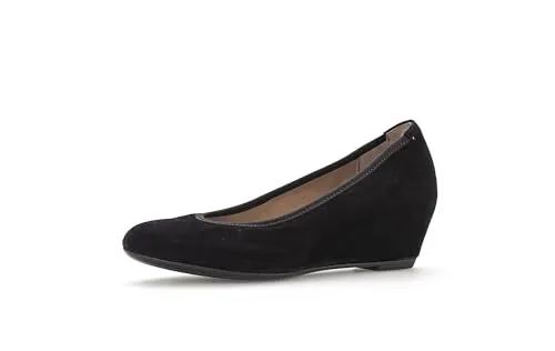 GABOR Damen Pumps, Gr. 40, schwarz aus Ziegenveloursleder - Elegante Pumps aus Ziegenveloursleder mit bequemen Keilabsatz (4 cm) und Gummizug für einfachen Einstieg. Ideal für stilvolle Anlässe oder den Alltag.