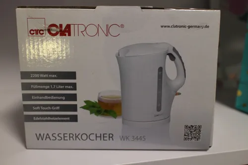 Wasserkocher WK 3445 weiß - ES Logistik - Hochwertiger Wasserkocher in elegantem Weiß, ideal für schnelles Erhitzen von Wasser für Tee und Kaffee.