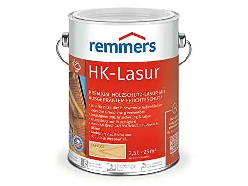 Remmers HK-Lasur farblos, 2,5 Liter, Holzlasur aussen, 3facher Holzschutz mit Imprägnierung + Grundierung + Lasur, Feuchtigkeit- und UV-Schutz