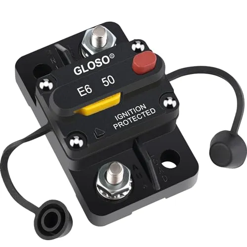 GLOSO Leistungsschalter Schalter Manuell Reset Schutzschalter Wasserdichtes Boot Kfz Batterie Auto Lastwagen 50 Ampere E69