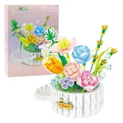 LeanTOYS Lean Building Blocks Flower Composition mit LED-Lichtern