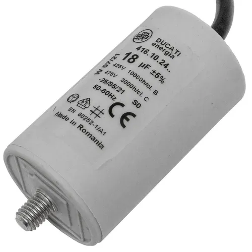 Anlaufkondensator Motorkondensator 18µF 425V 40x70mm Kabel 35cm Ducati 416.10.24