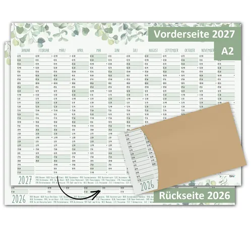 Timr Wandkalender 2026 inkl. 2027 Motiv Eukalyptus - DIN A2 Kalender I tr393