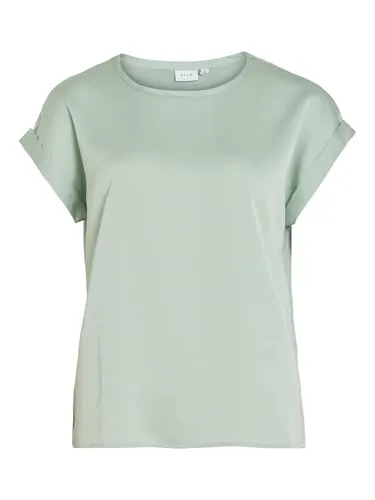 Vila Damen Satin Blusen T-Shirt VIELLETTE - Blusen & Tuniken für Damen, elegantes Kurzarm-Top aus recyceltem Polyester, das natürliche Ressourcen schont und Abfall reduziert.