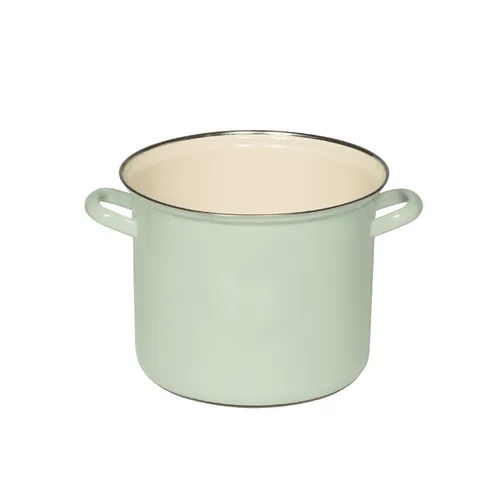 Riess Emaille Topf mit Chromrand Ø 22 cm, 6 l - nilgrün pastell - Pfannen - Hochwertiger Emaille-Kochtopf mit 6 l Volumen, ideal für energiesparendes Kochen auf allen Herdarten, inkl. Induktion und Backofen.