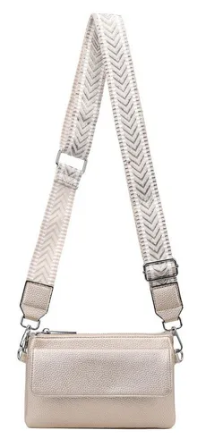 ITALYSHOP24 Damen Geldbörse Umhängetasche Gold - Geldbörse und Umhängetasche in einem, aus hochwertigem Kunstleder, mit praktischem Handyfach und sportlichem Design – ideal für unterwegs.