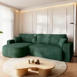 BroMARKT Ecksofa BISK mit Schlaffunktion und Bettkasten – L-Form Grün