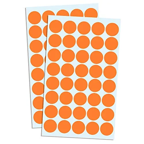 Stück, 20mm Punktaufkleber Klebepunkte Aufkleber Etiketten Markierungspunkte Selbstklebende - Orange 2000