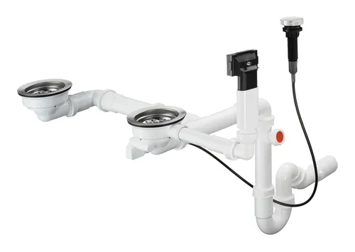 Hansgrohe Automatische Ab- und Überlaufgarnitur für Doppelbecken Granit - Chrom - Praktische Ab- und Überlaufgarnitur für Doppelbecken, sorgt für einen reibungslosen Wasserablauf und ist ideal für moderne Küchenspülen.