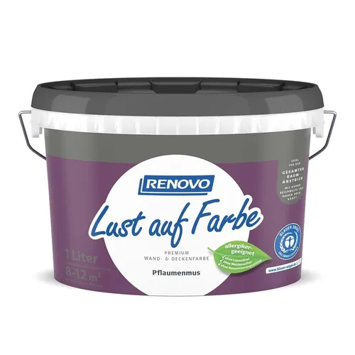 Renovo Wand- und Deckenfarbe Lust auf Farbe matt 1,0 Ltr. Pflaumenmus