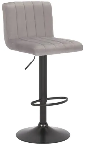 CLP Barhocker Jamie Samt drehbar mit Höhenverstellung - grau - Moderne Barhocker mit bequemer Samtpolsterung, stufenlos höhenverstellbar und drehbar, ideal für stilvolle Wohnräume.