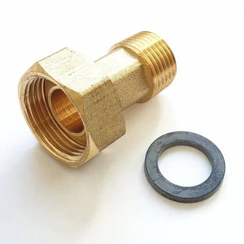 Wasserzähler-Verschraubung 1'' AG x 1 1/4'' IG aus Messing mit Dichtung - Hochwertige Wasserzähler-Verschraubung aus langlebigem Messing, ideal für stabile und dichte Verbindungen in der Wasserversorgung.