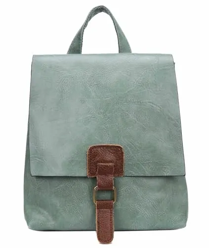 Damen Rucksack Tasche Crossbody Handtasche Messenger Schultertasche Umhängetasche Shopper Vintage Kuriertasche Überschlagtasche Leder Optik Mint