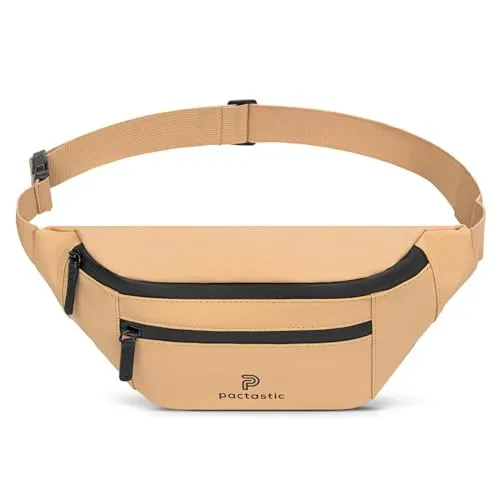 Pactastic Gürteltasche Crossover-Tasche Bauchtasche mit 3 Reißverschlussfächern | 210 Gramm leicht, aus wasserabweisendem veganen Tech-Material | 33 x 7 x 16 cm mit 4 Reißverschlussfächern