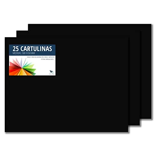 RAYLU PAPER – Tonpapier 50 x 65 cm, 25 Stück Kartonpapier 180g/m², 210 x 297 mm, professionelle farbige Kartons für Büro, Kopierpapier, Buntes Papier zum Basteln (Schwarz)