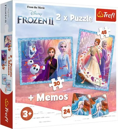 Trefl TR90814 Geheimnisvolles Land, Disney Frozen 2 2 x Puzzle + memos, für Kinder ab 3 Jahren Puzzlebox, Mehrfarbig, 0