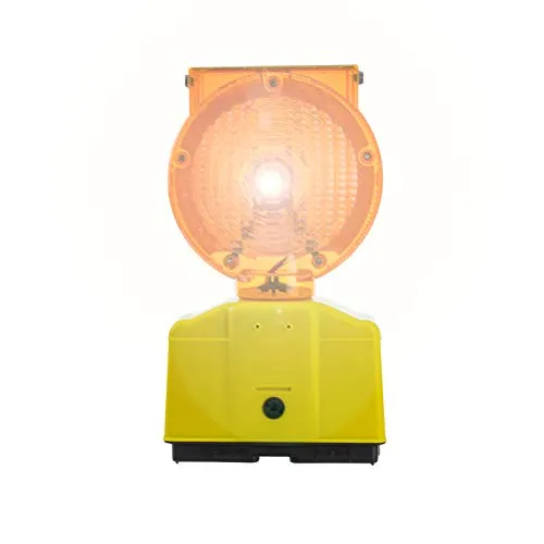 KOBERT GOODS Solar-LED-Warnleuchte (gelb/orange) Alarm-/Signalleuchte zum Einsatz als Absicherung auf Baustellen im Straßenbau, im Straßenverkehr solarbetrieben & flexibel verstellbar
