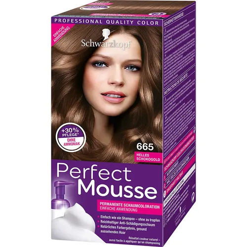 PERFECT MOUSSE PERMANENTE SCHAUMCOLORATION 665 HELLES SCHOKOGOLD 93ML STUFE 3