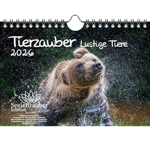 Tierzauber lustige Tiere DIN A5 Kalender für 2026 Lustige Momente mit Tieren - Seelenzauber