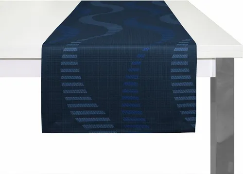 Wirth Tischläufer LUPARA – Modernes Wellen-Design in blau von Wirth