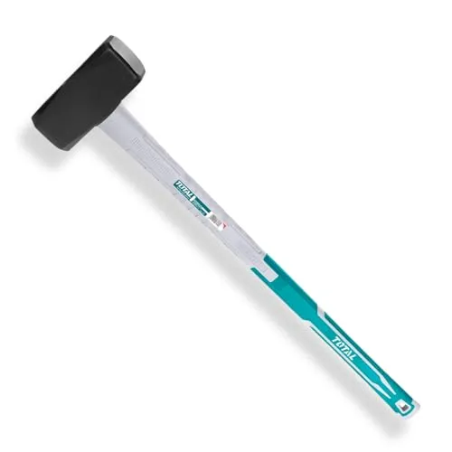 TOTAL - Stahlmauerhammer - 5 kg und 900 mm Länge - Ideal für den Bau - Hohe Schlagfestigkeit - Quadratkopf aus geschmiedetem Kohlenstoffstahl - Fiberglasgriff