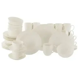 CreaTable - Fleur Royal Kombiservice (creme weiss) - Traditionelles Komplett-Service für 6 Personen, 42 Teile aus hochwertigem Porzellan, spülmaschinen- und mikrowellengeeignet – ideal für festliche Anlässe und den täglichen Gebrauch.