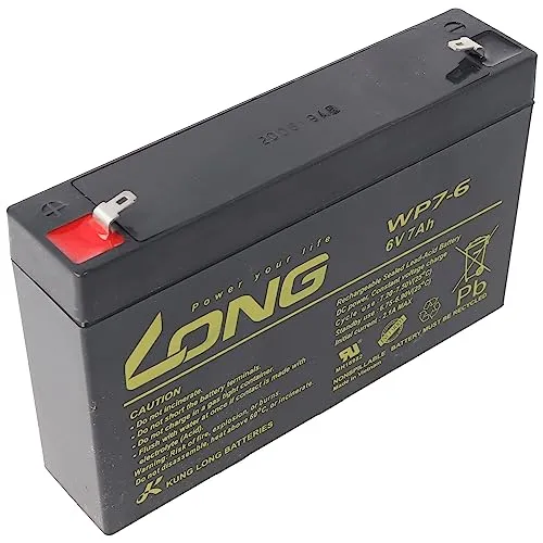 Kung Long WP7-6 Bleiakku 6V 7Ah - Wartungsfreier Bleiakku mit 6V und 7Ah, ideal für vielseitige Anwendungen. Hohe Leistung, lange Lebensdauer und flexibel in der Positionierung.