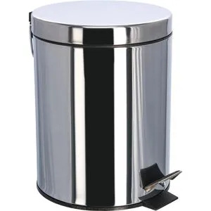 MSV Mülleimer 100438, silber glänzend, Kosmetikeimer aus Edelstahl, 5 Liter