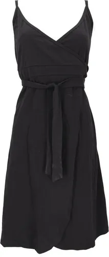 GURU SHOP Minikleid aus Bio-Baumwolle - Wickelkleid für Damen in Schwarz, Size:L - Freizeitkleid aus 100% Bio-Baumwolle, verstellbare Träger und figurfreundliche Wickeloptik, ideal für den Sommer.