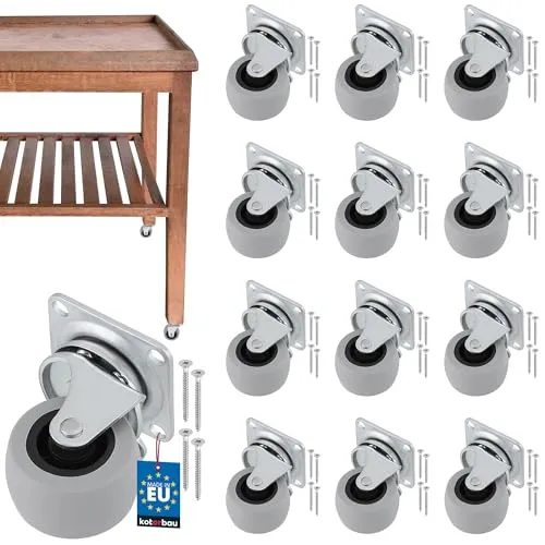 KOTARBAU 12 Stk Möbelrollen Ø 40 Alle Böden Geeignet Lenkrollen Transportrollen Sofarollen Schieberollen Werkzeugrollen Schwerlastrollen Gummirollen