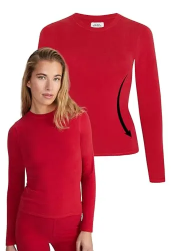 Style & Republic Damen Figurbetont Langarm T-Shirt aus Baumwolle– Weiches Atmungsaktiv Rundhals sportoberteil- Activewear für Damen, Gym Running Yoga- Sportstop Sommer Fitnesswear-Wein-XL