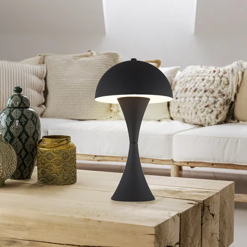 Moderne Tischleuchte schwarz - Elegante Nachttischlampe mit Wippschalter - Tischleuchten: Stilvolle Tischleuchte aus mattem schwarzen Metall, ideal für moderne Räume. Mit praktischem Wippschalter am Kabel für einfache Bedienung.