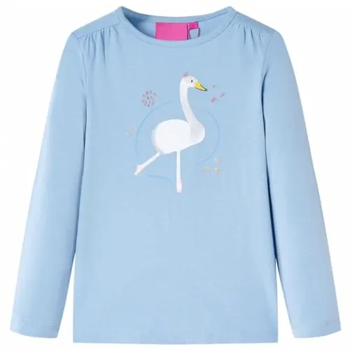 Kinder-Langarmshirt mit Schwan-Aufdruck Pullover Sweatshirt T-Shirt Hellblau 92