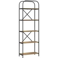 vidaXL Regal Artisan-Eiche 60 x 30 x 183 cm - Moderne Werkstatteinrichtung mit 5 Regalen für reichlich Stauraum, ideal für Bücher und Deko. Robust aus Holzwerkstoff mit stabilen Stahlbeinen für sicheren Halt.