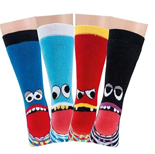 TippTexx 24 6 Paar Kinder Thermo Stoppersocken, ABS Socken für Mädchen und Jungen, Ökotex Standard, Strümpfe mit Noppensohle, viele Muster (Freche Bande, 27-30)