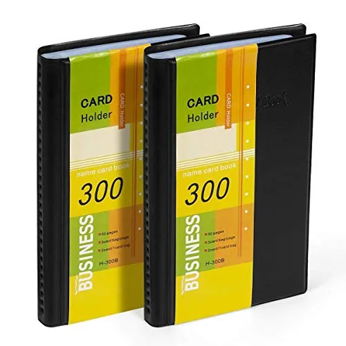 Hamosky Visitenkartenmappe für 300 Karten Ideal für Büro und Praxis Visitenkartenbuch Visitenkarten Kreditkarten,2 Stück