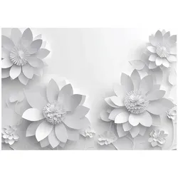 Wallarena Fototapete mit 3D Effekt – Blumen Grau, 200x140 cm - Hochwertige Vlies Fototapete mit beeindruckendem 3D-Effekt für Wohnzimmer und Schlafzimmer. Einfache Montage und strapazierfähiges Material sorgen für eine stilvolle Raumgestaltung.